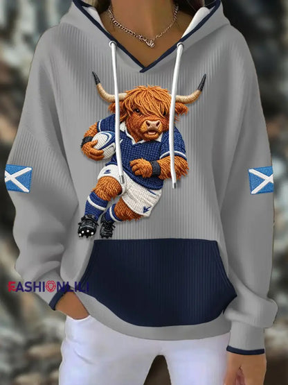Women’s Scotland Rugby Lover Printed Hoodie Light Gray / S