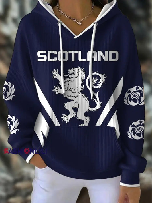Women’s Scotland Rugby Lover Printed Hoodie Navy Blue / S