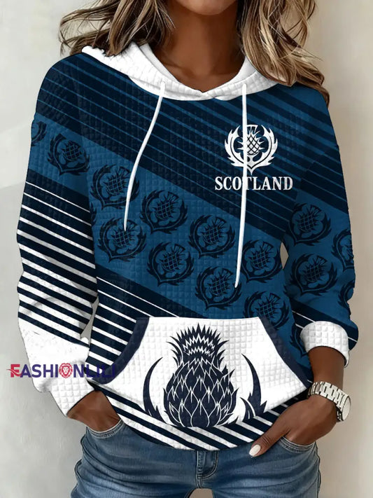 Women’s Scotland Rugby Lover Printed Hoodie Navy Blue / S