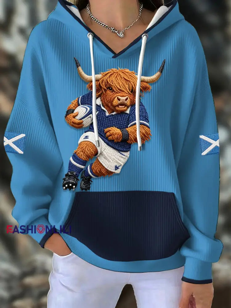 Women’s Scotland Rugby Lover Printed Hoodie Sky Blue / S