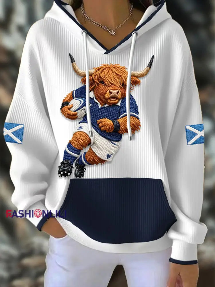 Women’s Scotland Rugby Lover Printed Hoodie White / S
