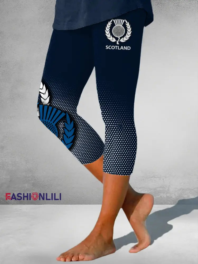 Women’s Scotland Rugby Lover Printed Seven-minute Leggings Navy Blue / S