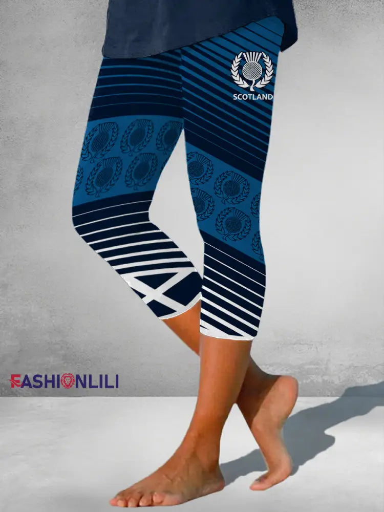 Women’s Scotland Rugby Lover Printed Seven-minute Leggings Navy Blue / S