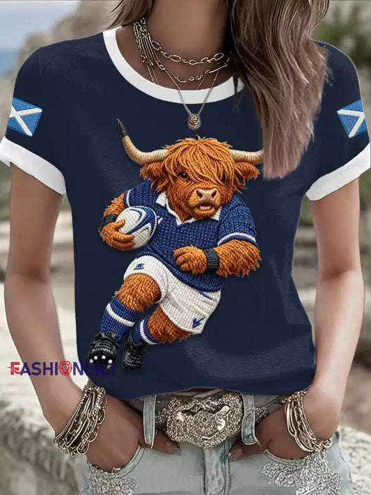 Women’s Scotland Rugby Lover Printed T-shirt Navy Blue / S