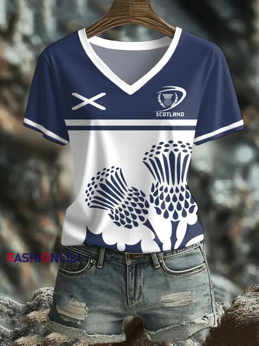 Women’s Scotland Rugby Lover Printed T-shirt Navy Blue / S