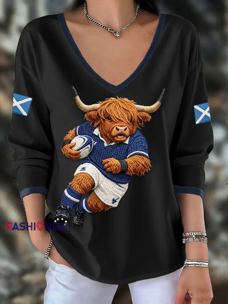 Women’s Scotland Rugby Lover Printed Tops Black / S