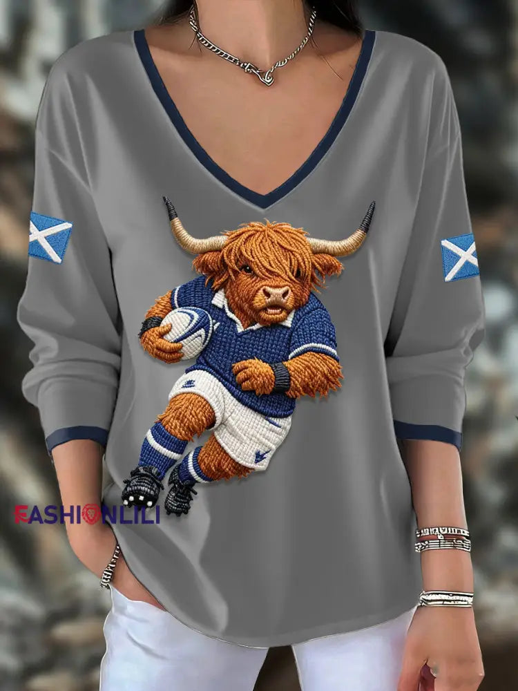 Women’s Scotland Rugby Lover Printed Tops Light Gray / S