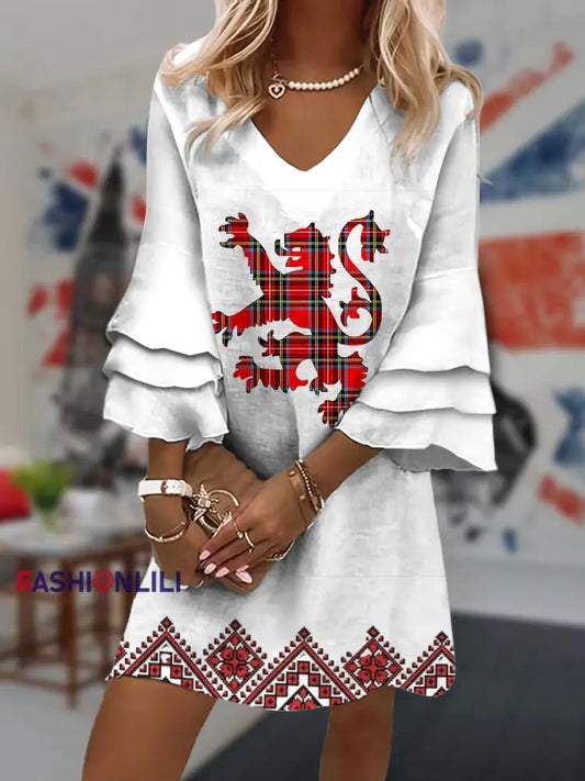 Women’s Scotland Tartan Print Casual Mini Dress White / S