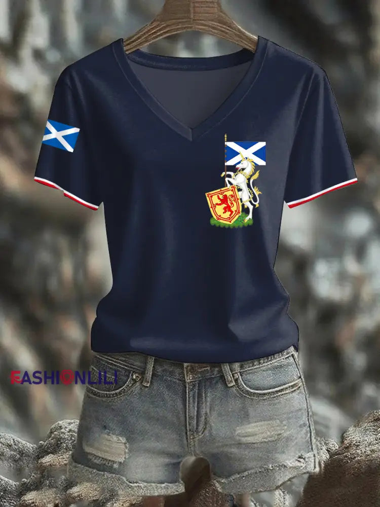 Women’s Scottish Unicorn short-sleeved T-shirt Navy Blue / S