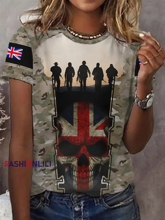 Women’s short-sleeved T-shirt Camouflage / S