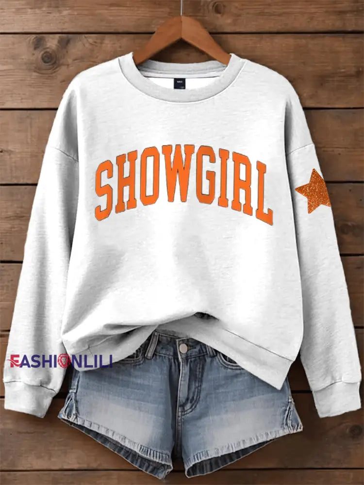 Women’s Showgirl Print Music Fan Sweatshirt White / S