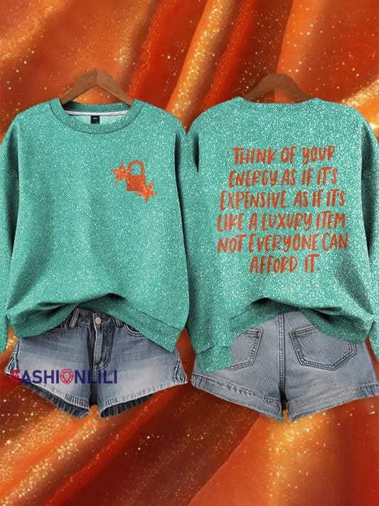 Women’s Showgirl Printed Music Fan Design Sweatshirt Blue-Green / S