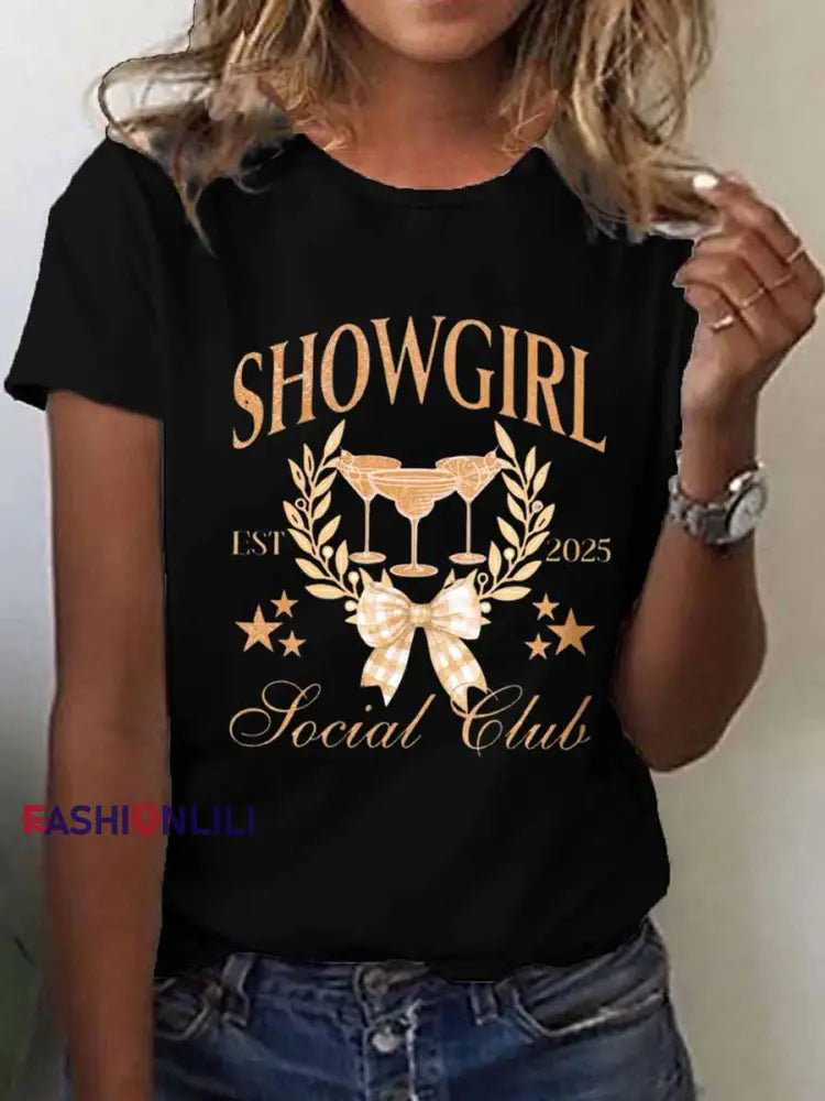 Women’s Showgirl Social Club 2025 Print Music Fan T-shirt Black / S