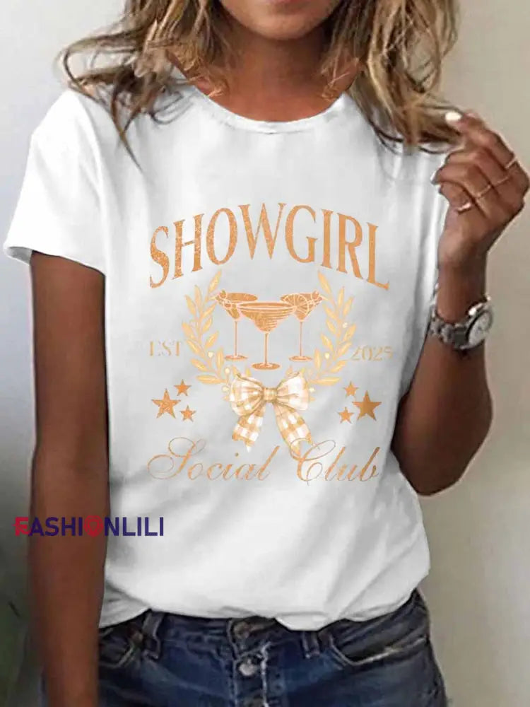Women’s Showgirl Social Club 2025 Print Music Fan T-shirt White / S