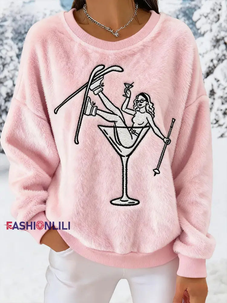 Women’s ski après-flannel sweatshirts Pink / S