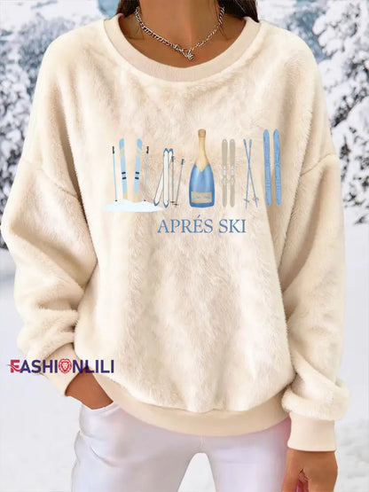 Women’s Ski Print Casual Top Apricot / S
