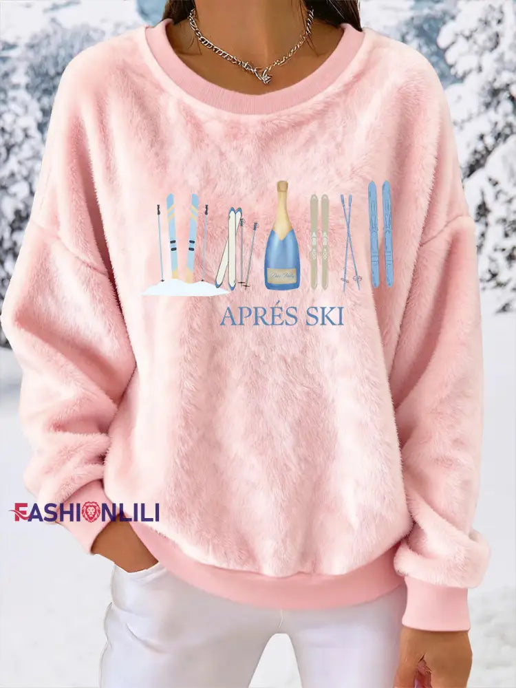 Women’s Ski Print Casual Top Pink / S