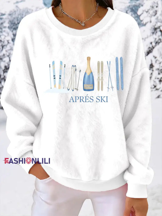 Women’s Ski Print Casual Top White / S