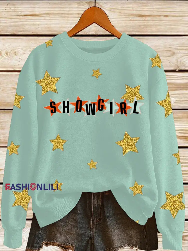 Women’s The Life of A Show Girl Fan Print Sweatshirt As picture / S