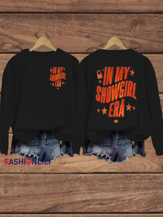 Women’s The Life of A Show Girl Fan Print Sweatshirt Black / S