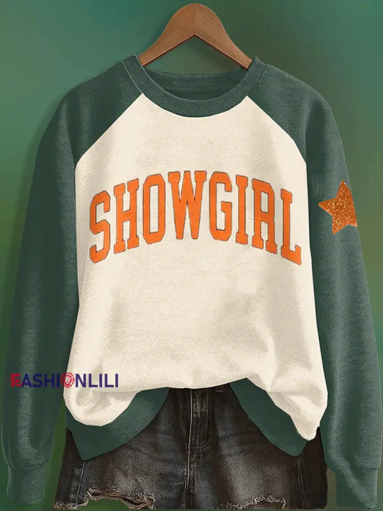 Women’s The Life of A Show Girl Music Fan raglan sleeve sweatshirt Dark Green / S