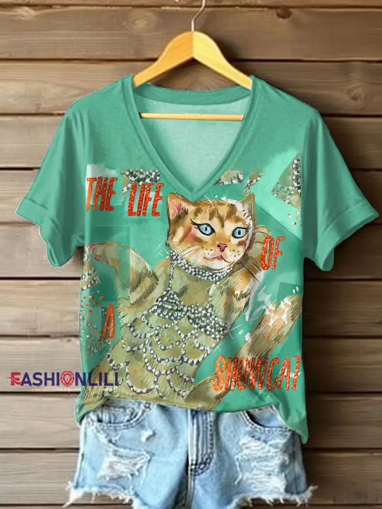 Women’s The Life of A Showcat Printed T-shirt As picture / S