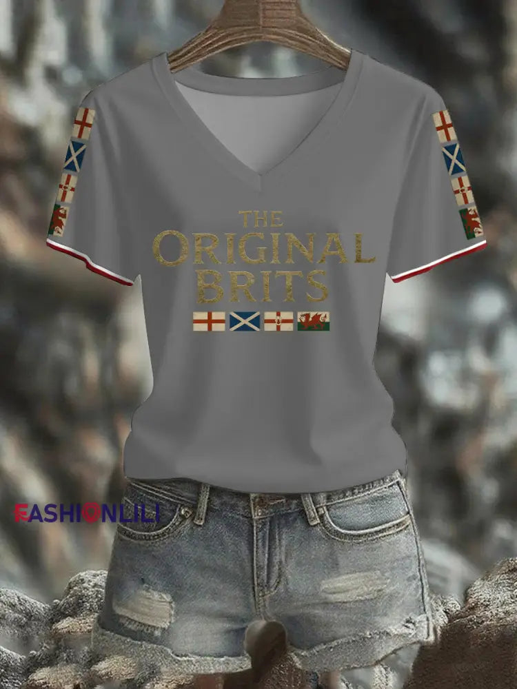 Women’s The Original Brits Printed T shirt Light Gray / S