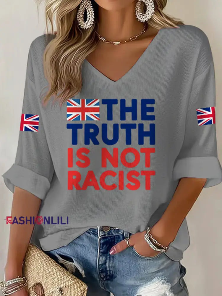 Women’s The Truth Is Not Racist UK Waffle T shirt Gray / S