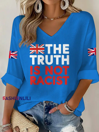 Women’s The Truth Is Not Racist UK Waffle T shirt Light Blue / S