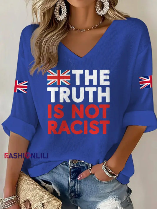 Women’s The Truth Is Not Racist UK Waffle T shirt Royal Blue / S