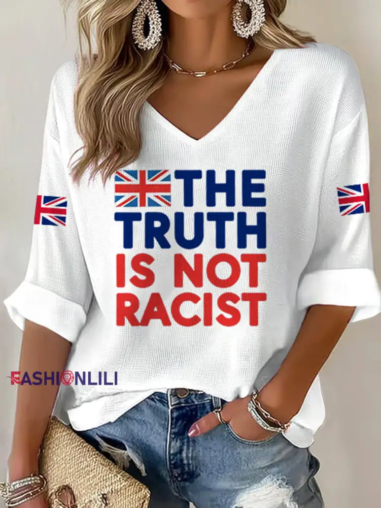 Women’s The Truth Is Not Racist UK Waffle T shirt White / S