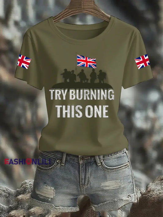 Women’s TRY BURNING THIS ONE T shirt Army Green / S