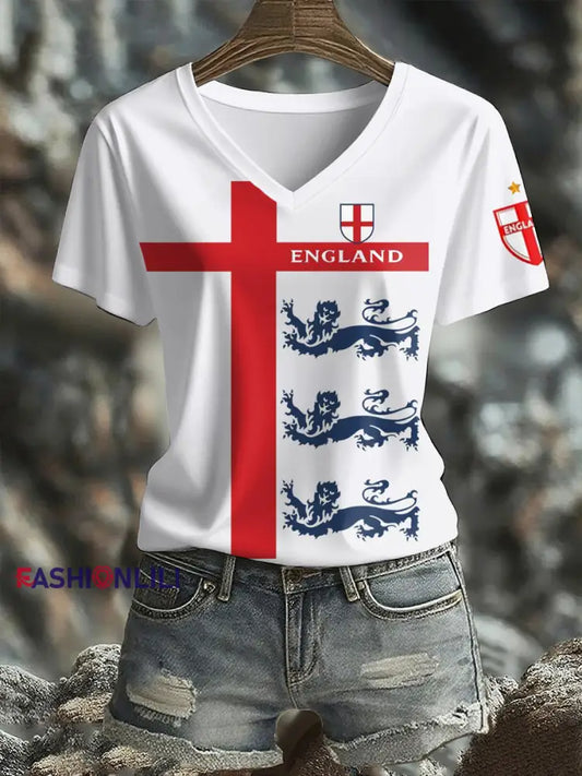 Women’s UK England Football Lover Champion Printed T-shirt White / S