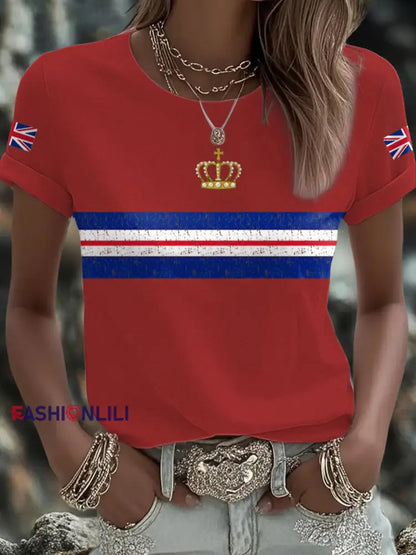 Women’s UK Flag Art Printed T shirt Red / S