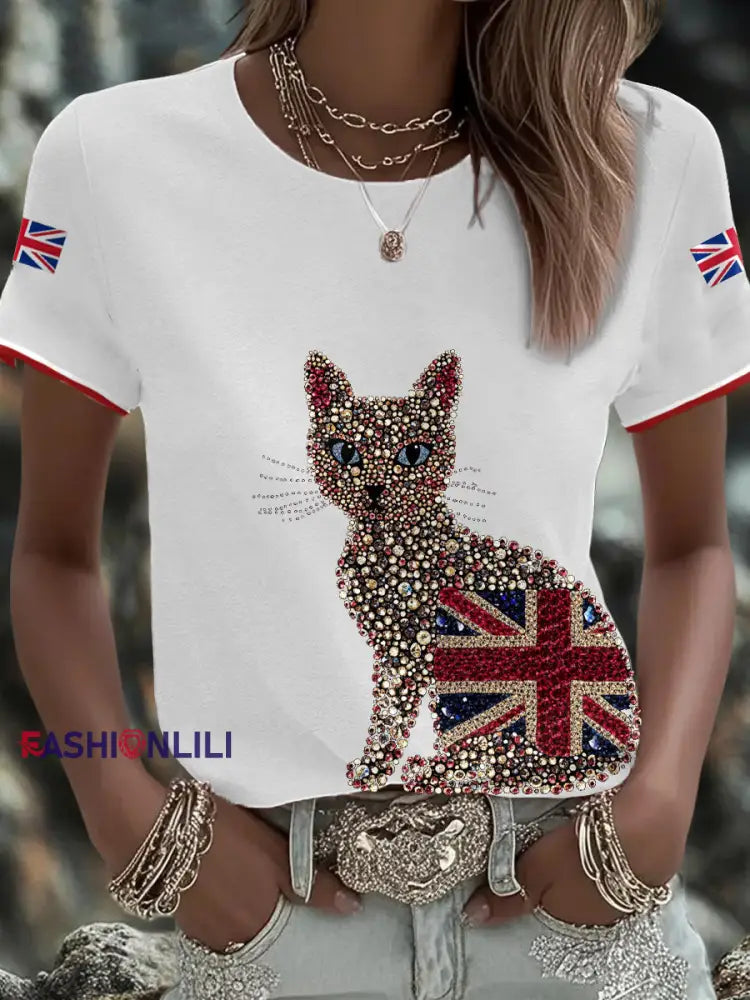 Women’s UK Flag Art Printed T shirt White / S