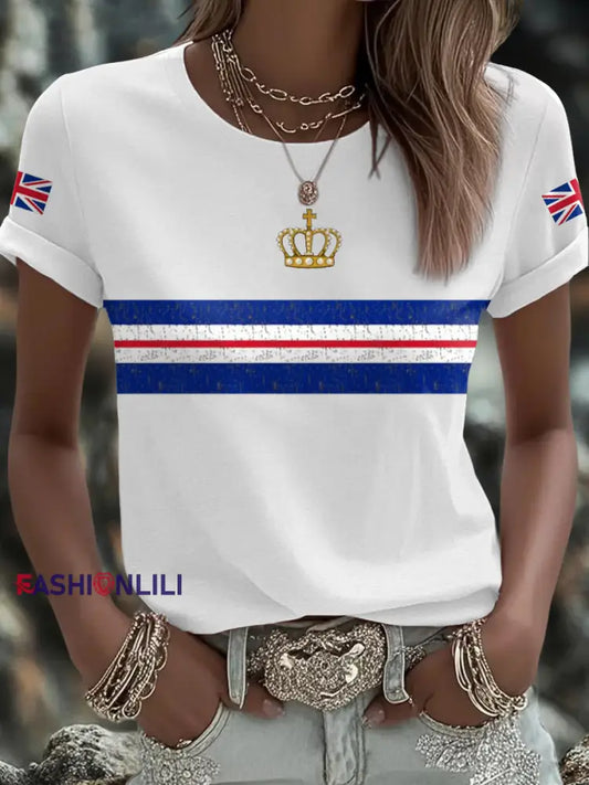 Women’s UK Flag Art Printed T shirt White / S