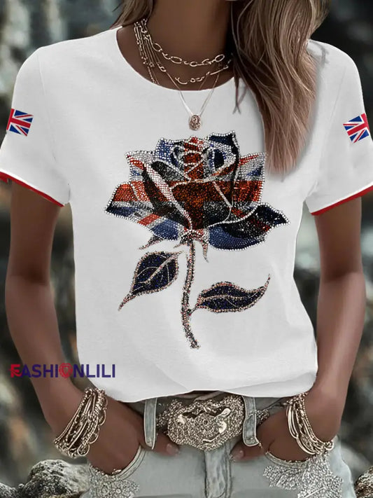 Women’s UK Flag Art Printed T shirt White / S