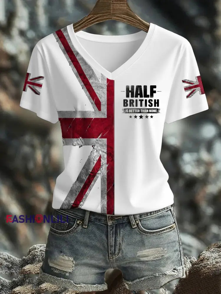 Women’s UK Flag Art Printed T shirt White / S