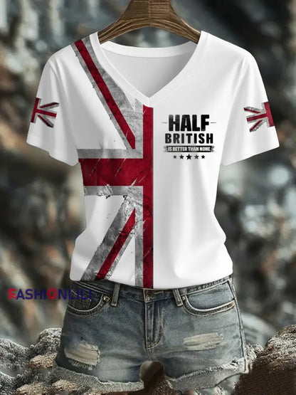 Women’s UK Flag Art Printed T shirt White / S