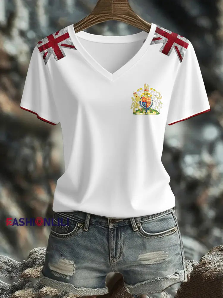 Women’s UK Flag Art Printed T shirt White / S