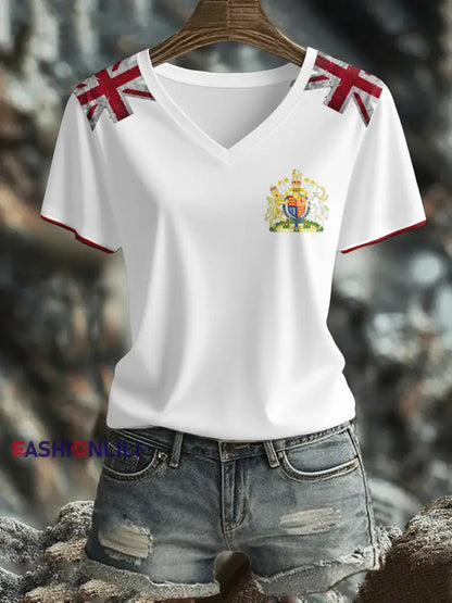 Women’s UK Flag Art Printed T shirt White / S