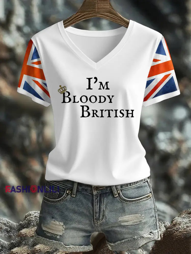 Women’s UK Flag Art Printed T shirt White / S