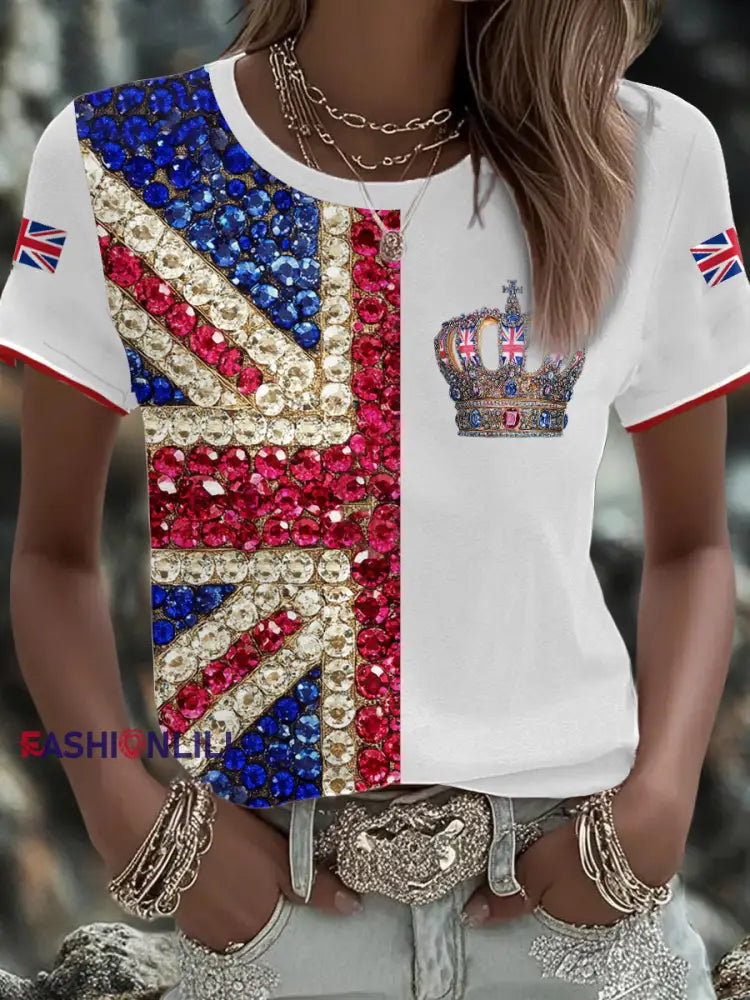 Women’s UK Flag Art Printed T shirt White / S