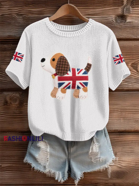 Women’s UK Flag Butterfly Cozy Knit Sweater White / S