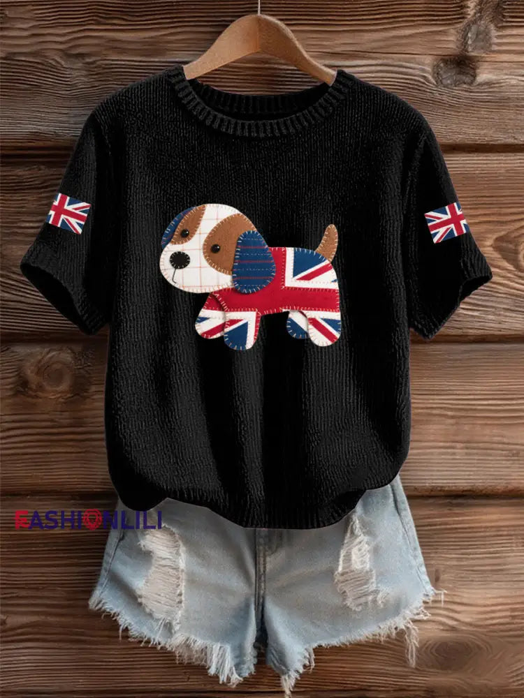 Women’s UK Flag Cozy Knit Sweater Black / S