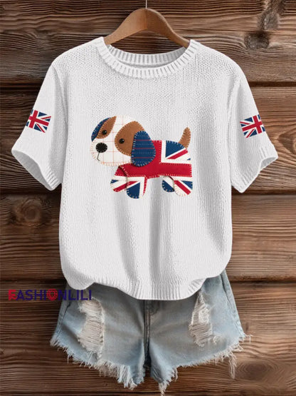 Women’s UK Flag Cozy Knit Sweater White / S