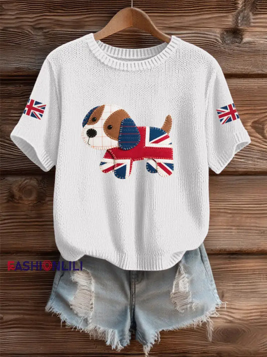Women’s UK Flag Cozy Knit Sweater White / S
