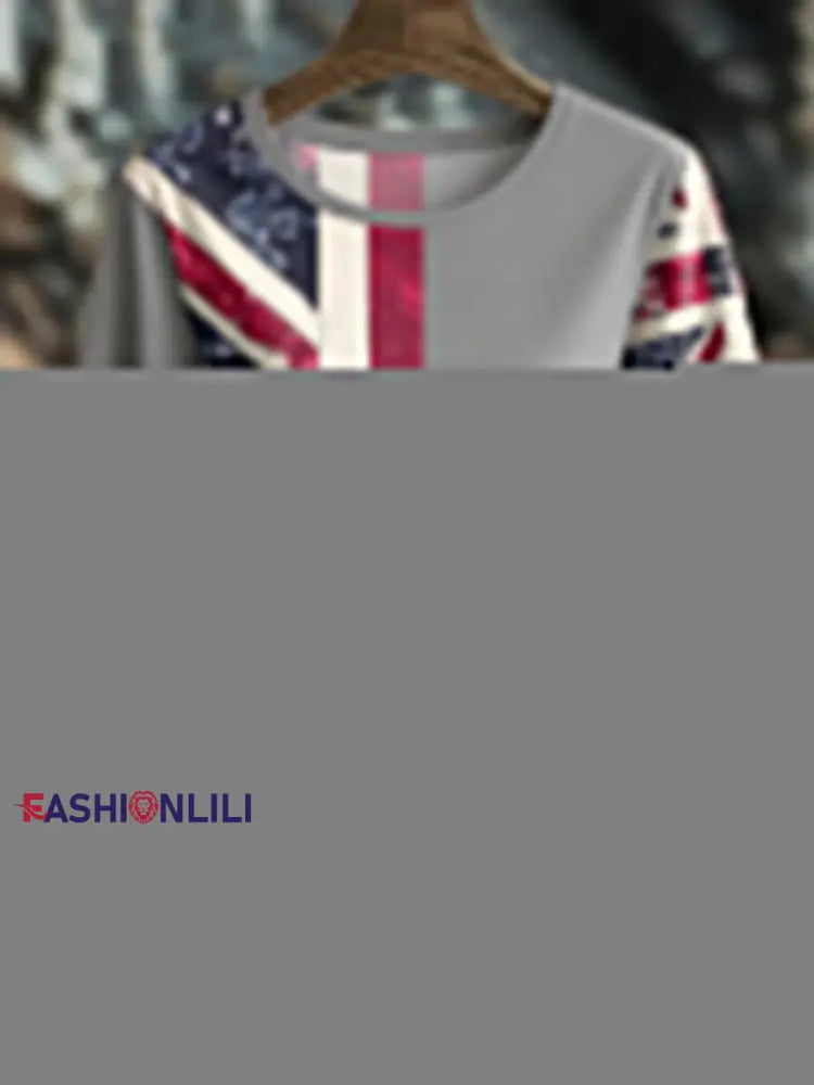 Women’s UK Flag Floral Art Printed T shirt Light Gray / S
