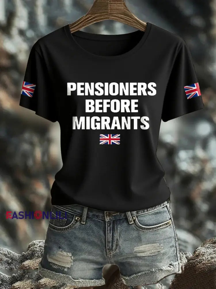 Women’s UK Flag Immigration Printed T Shirt Black / S