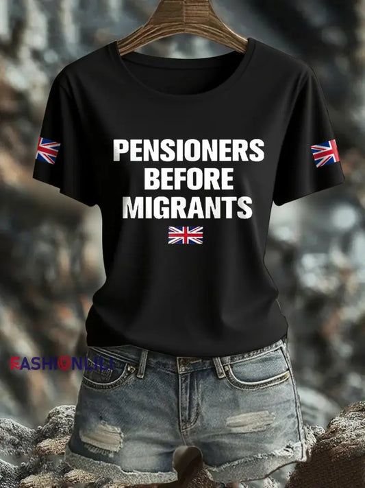 Women’s UK Flag Immigration Printed T Shirt Black / S